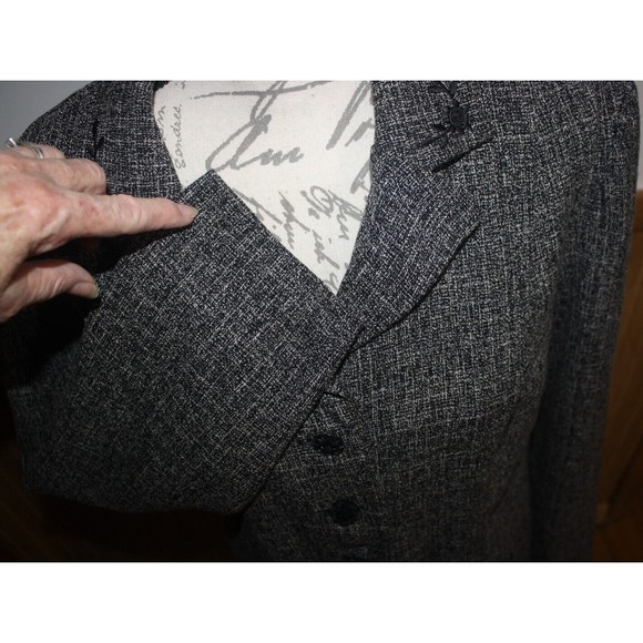 Scarlett Suit Jacket Tweed Sz 15/16 Black & Gray Embroidered Collar GUC - Picture 4 of 8